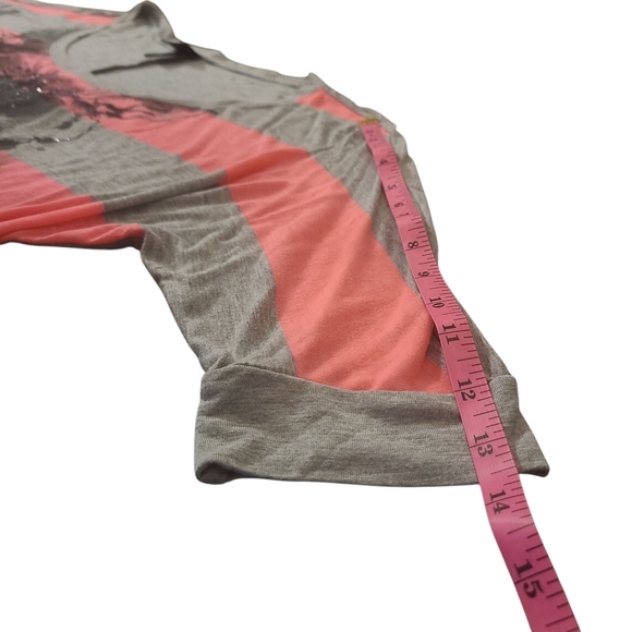 Daytrip By Buckle Womens Pink & Gray Floral Striped Batwing Top Size Large - Picture 7 of 8